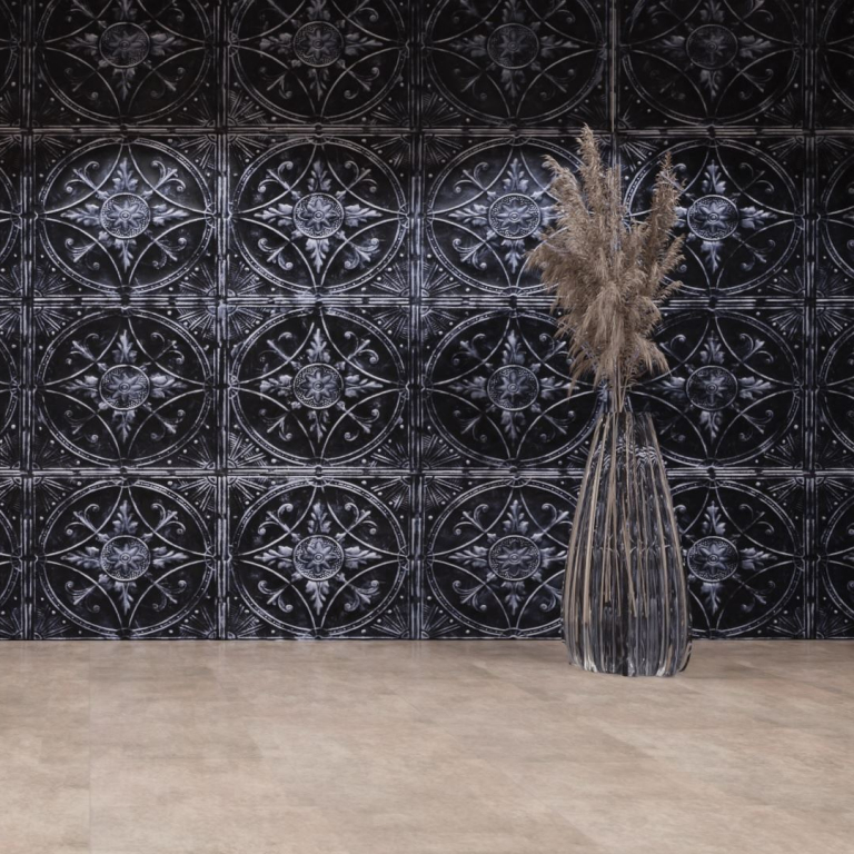 artStone Raumfoto Broderie noir argent