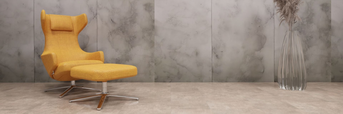 xStone mineralwand flexroll concrete dark rough Raumfoto