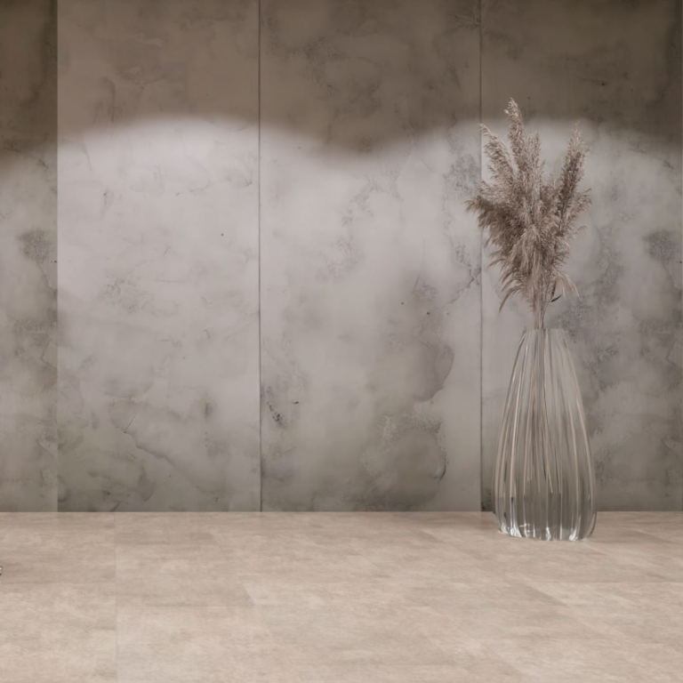 xStone mineralwand flexroll concrete dark rough Raumfoto