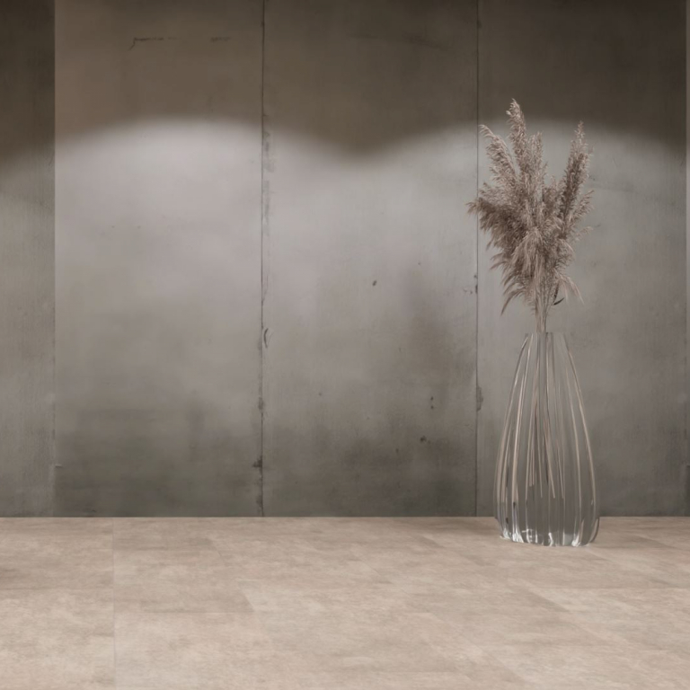 xStone mineralwand flexroll concrete grey smooth Raumfoto