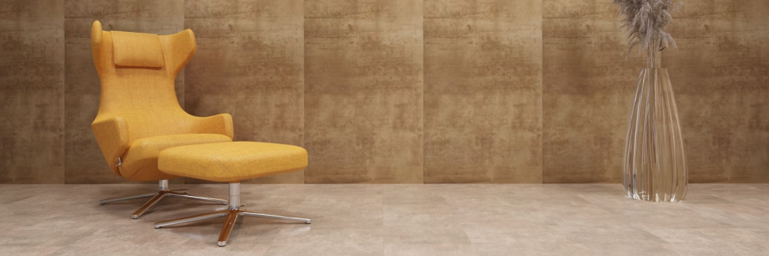 xStone mineralwand flexroll travertin flavum Raumfoto